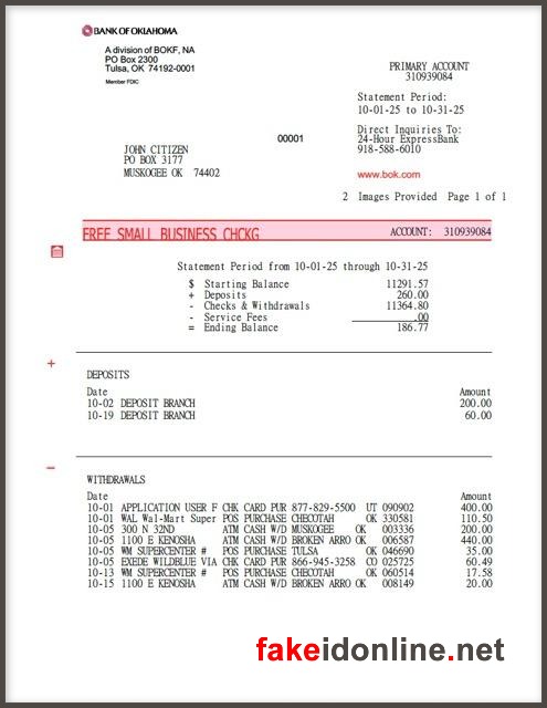 MCU Editable Word Bank Statement